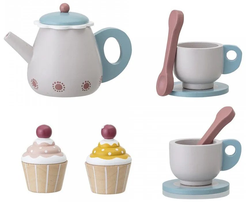 SET CEAINIC SI BRIOSE BLUE, 8 PIESE DIN LEMN
