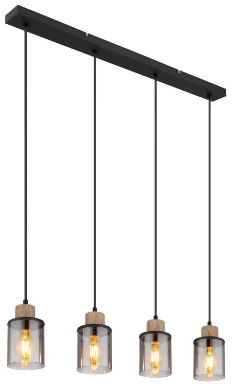 Lustra suspendata design modern REID negru, fumuriu, maro inchis