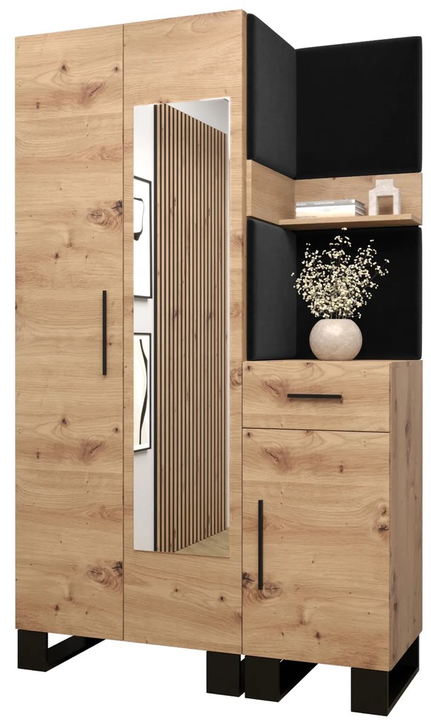 Set mobilier pentru hol Amanda 16 (Stejar artisan + Negru). 1085996