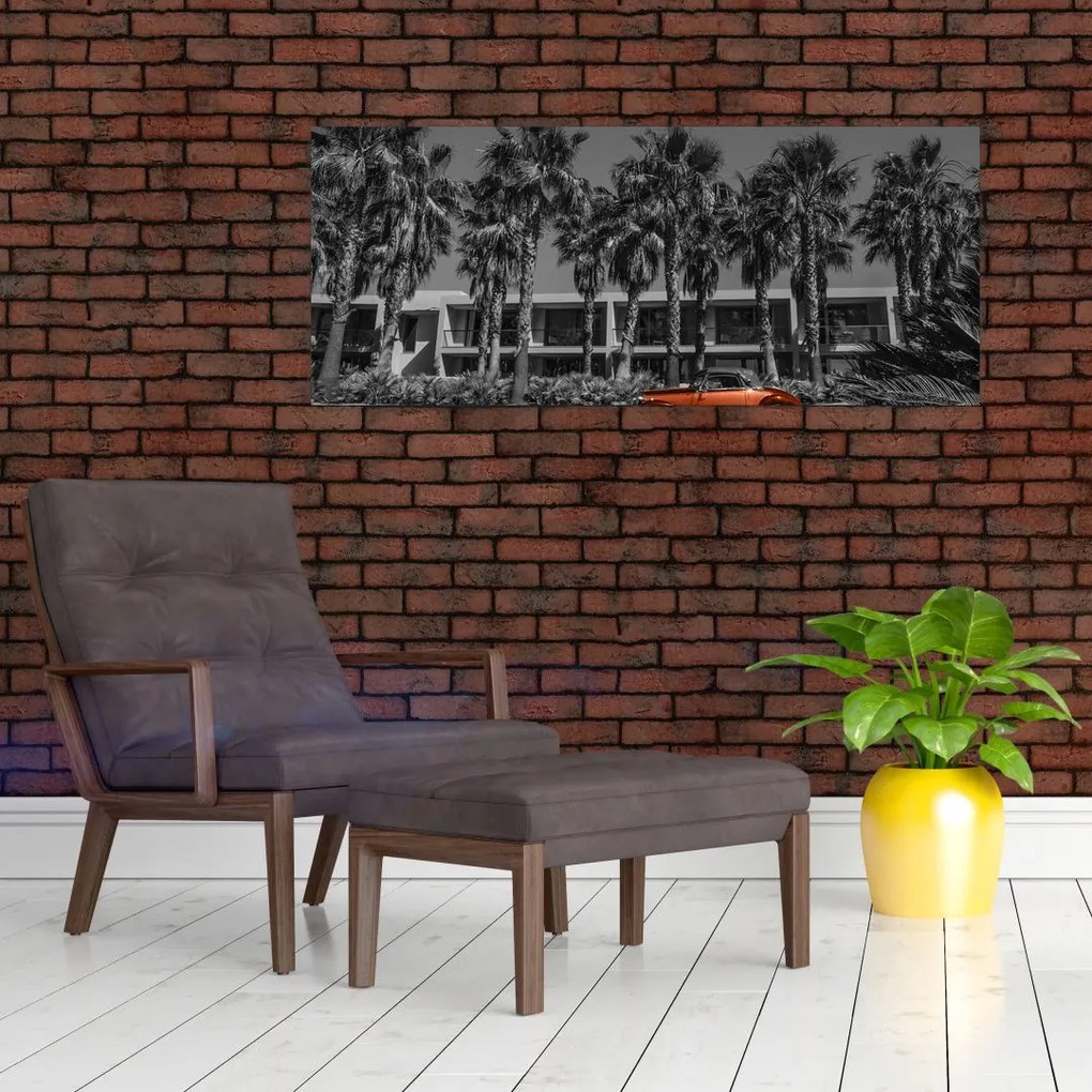 Tablou - Mașină roșie, retro (120x50 cm)