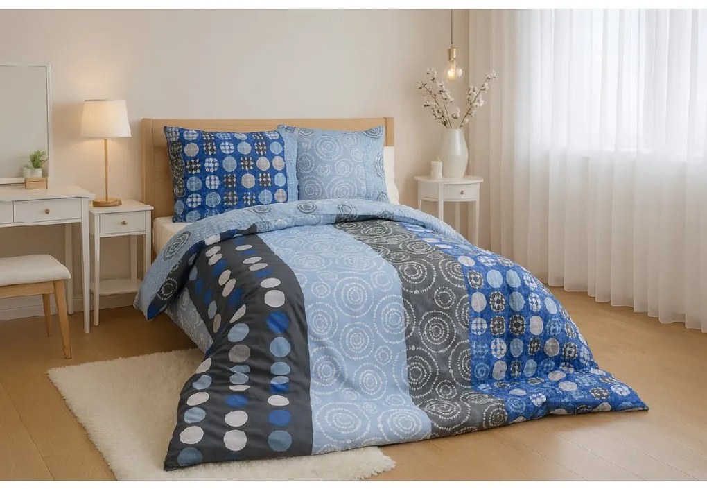 Lenjerie de pat din policoton CIRCLES BLUE, albastru Dimensiune lenjerie de pat: 70 x 90 cm | 140 x 200 cm