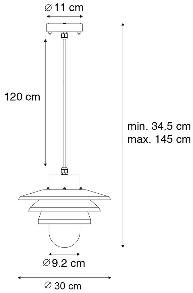Lampă suspendată de exterior de design neagră IP44 - Morty
