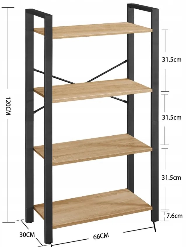 Biblioteca TAYLOR SONOMA 4 rafturi, 120x66cm