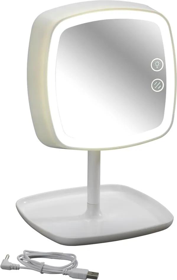 Oglindă de birou cu veioză Wenko Cosmetic Mirror, alb