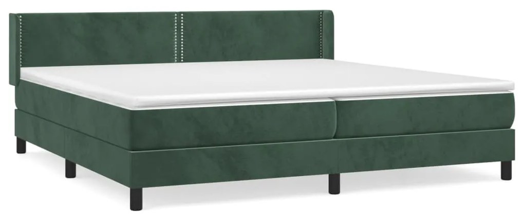 3130922 vidaXL Pat box spring cu saltea, verde închis, 200x200 cm, catifea