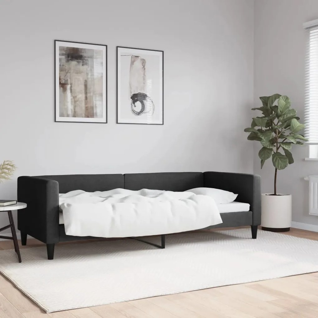 353980 vidaXL Pat de zi, negru, 80x200 cm, material textil