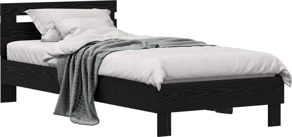 vidaXL Cadru de pat Stejar Negru 98.5 x 200 cm Lemn compozit