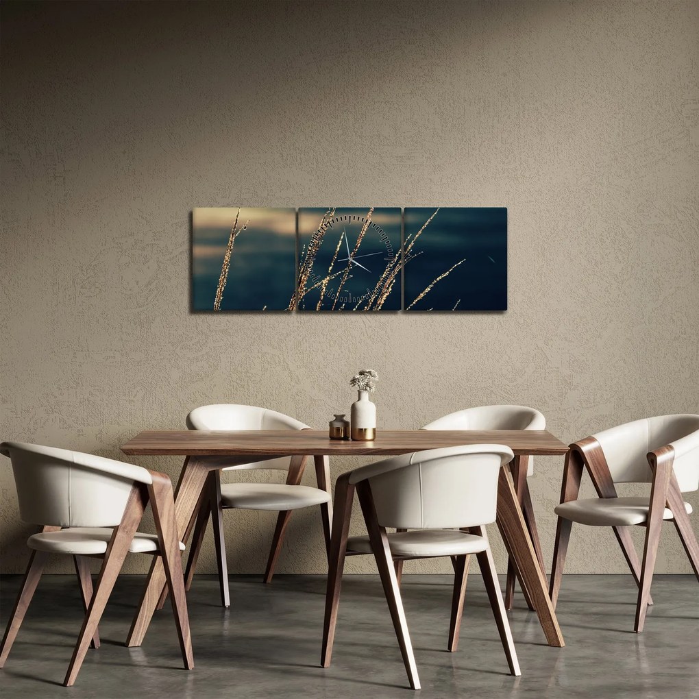 Tablou cu ierburi (cu ceas) (90x30 cm)