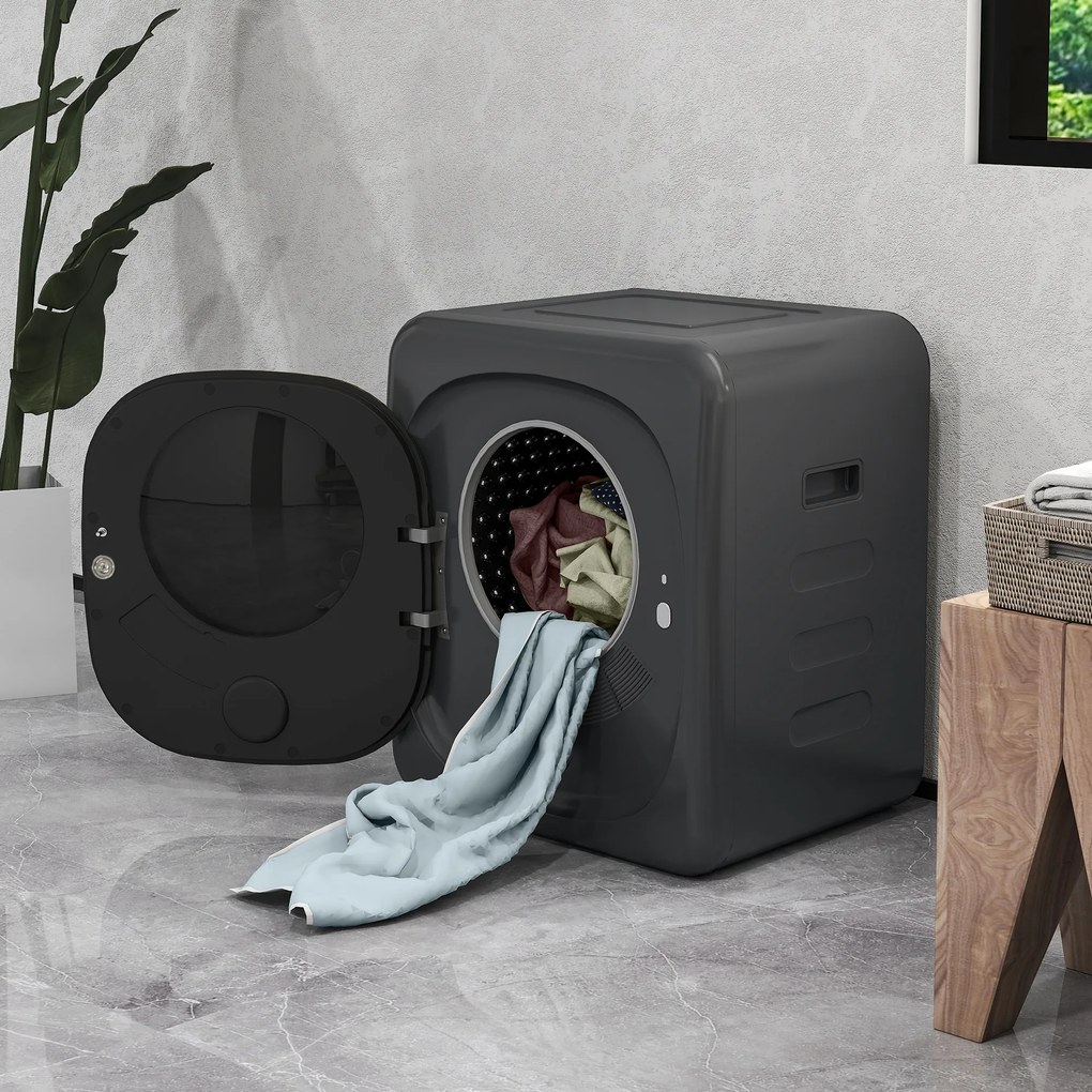HOMCOM Uscător de rufe cu dezinfecție UV, design compact, capacitate de 4 kg, oțel inoxidabil, Gri | Aosom Romania