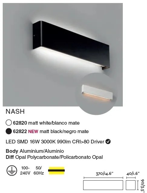 Aplica LED ambientala NASH 16W neagra 62822