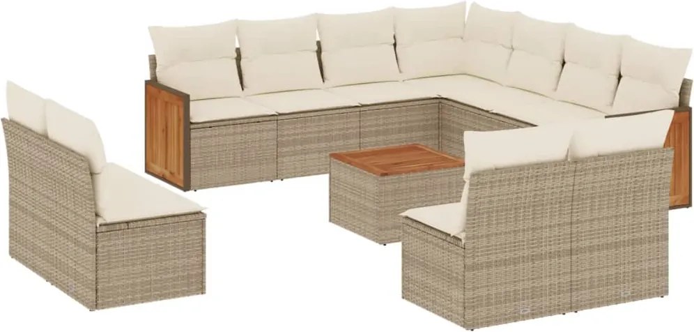 vidaXL Set canapele de grădină cu perne, 12 piese, bej, poliratan