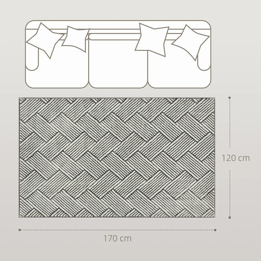 HOMCOM Covor salon 170 x 120 cm blănuri scurte lavabil în mașină hipoalergenic pentru sufragerie, dormitor, birou, gri | Aosom Romania