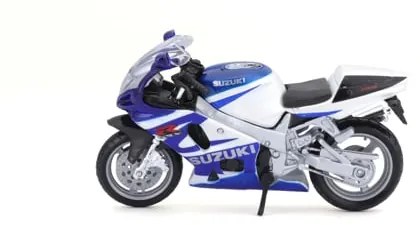 Macheta Motocicleta Bburago 1:18 Suzuki GSX-R750 Alb Albastru, BB51030-51008