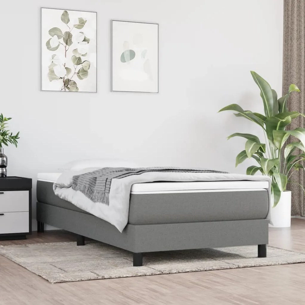 3120477 vidaXL Cadru de pat box spring, gri închis, 90x190 cm, textil