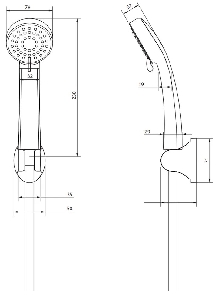 Set de dus Deante Easy cu para 3 functii, furtun si suport fix crom lucios