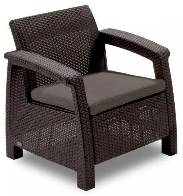 Set de mobilier de grădină Corfu Weekend Set, culoare maro, cu perne taupe calde