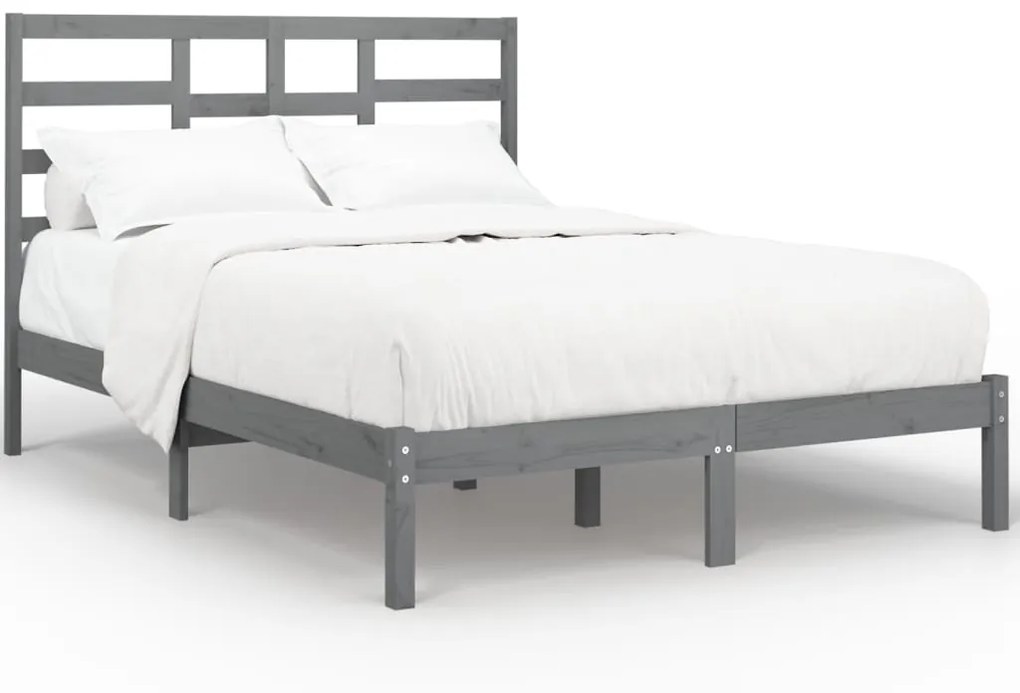 3105807 vidaXL Cadru de pat, gri, 160x200 cm, lemn masiv