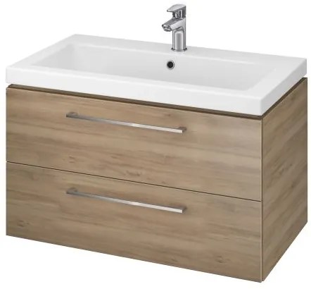 Set dulap baie Lara 2 sertatre cu lavoar Como 90 cm, nuc, Cersanit