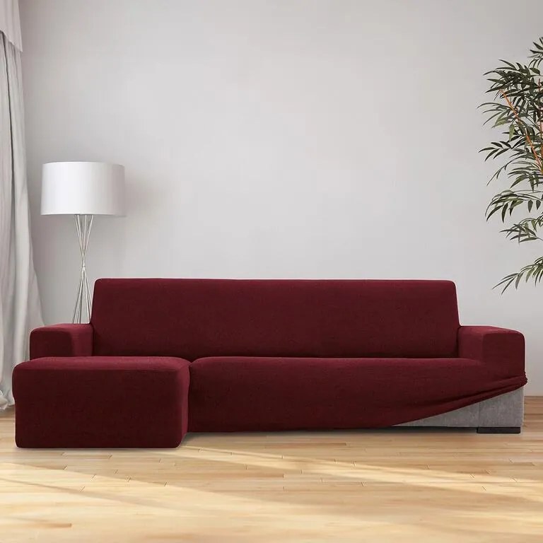 Huse super elastice HARMONIA bordo canapea cu otoman stânga (l. 210 - 320 cm)