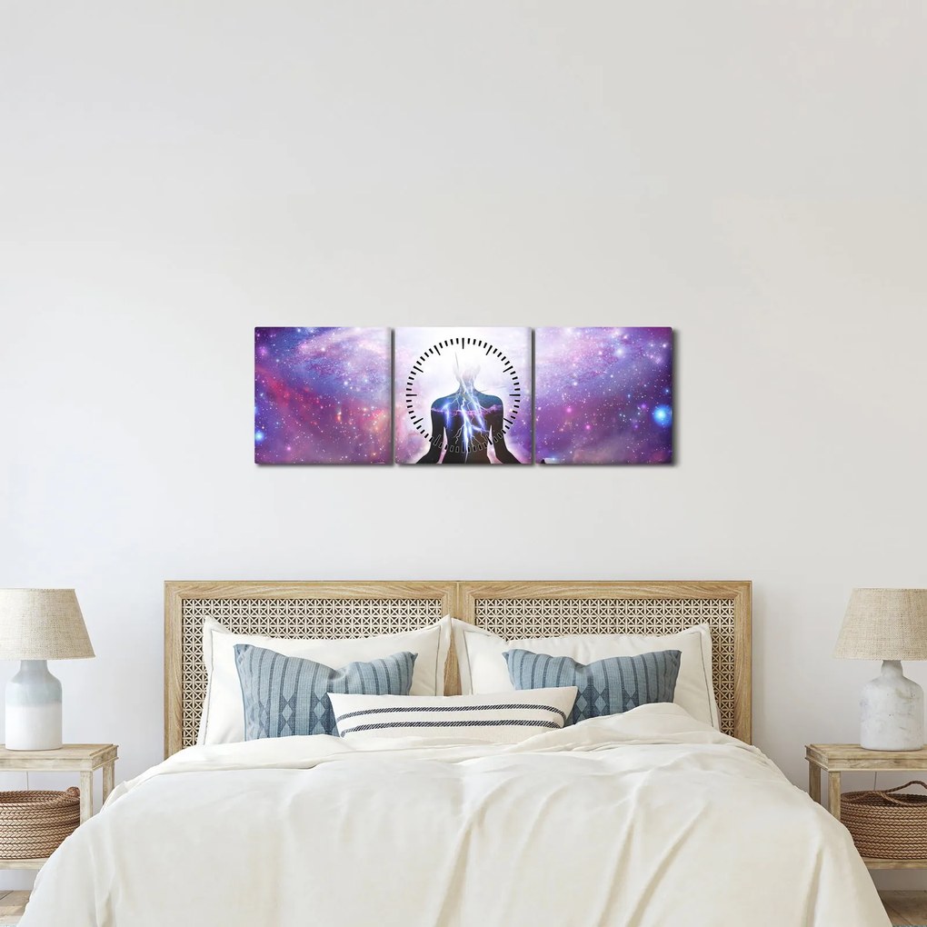 Tablou - Conexiune cu univers (cu ceas) (90x30 cm)