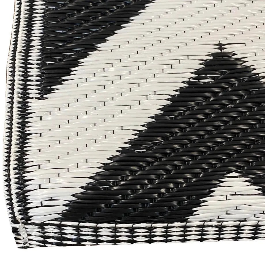 Covor de exterior, cu doua fete, 180x120 cm, alb-negru