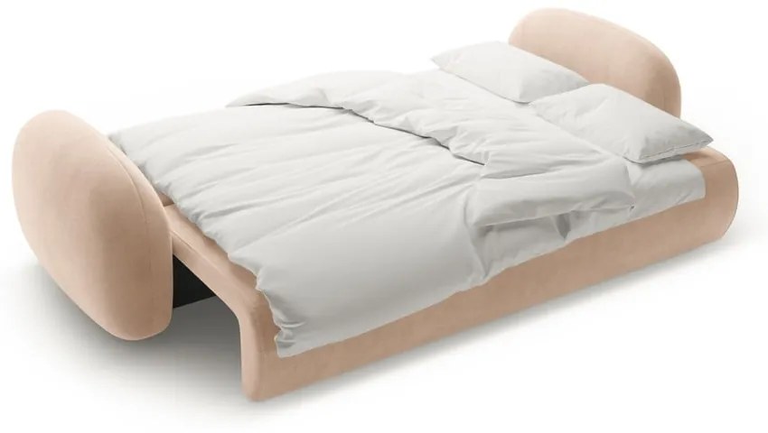 Canapea bej extensibilă/cu spațiu de depozitare cu tapițerie din catifea 262 cm Tonale – Cosmopolitan Design