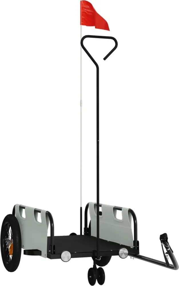 vidaXL Remorcă de bicicletă, gri, textil oxford și fier