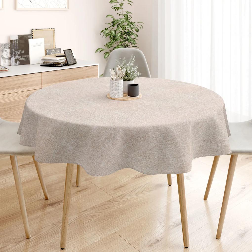 Goldea față de masă decorativă loneta - bej natural - rotundă Ø 130 cm