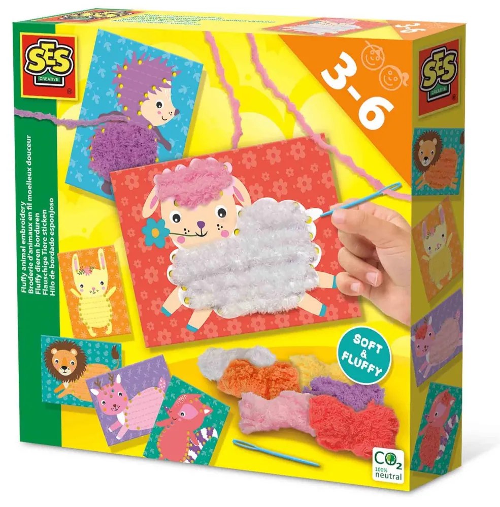 Set creativ de jucarie pentru copii - Brodez animale pufoase