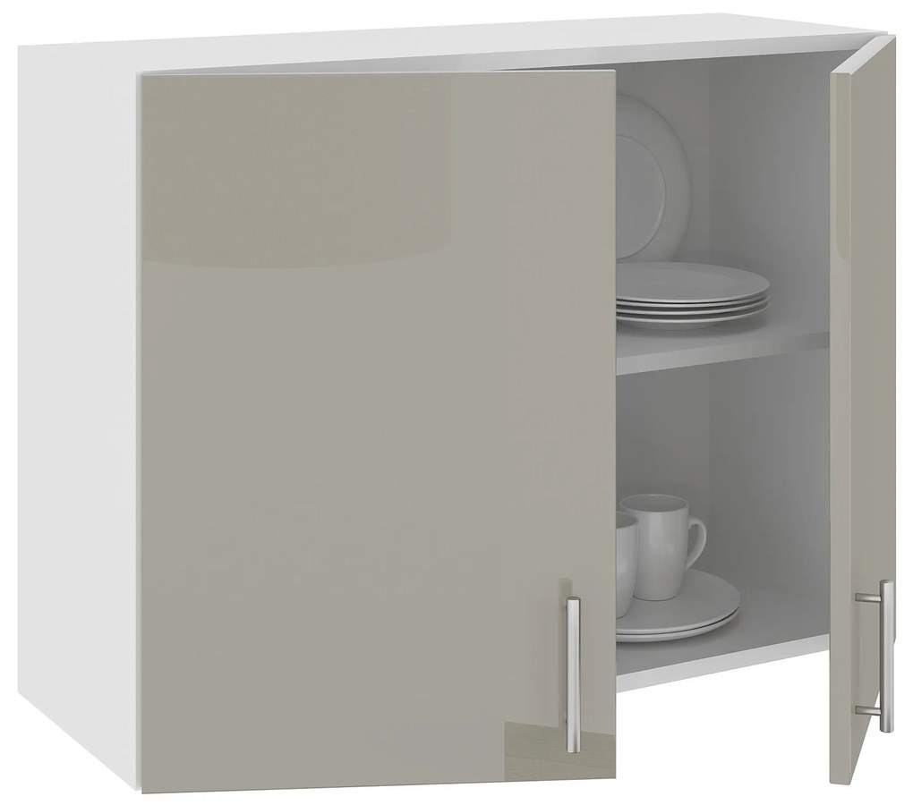 Corp Superior Karo, 2 Usi, Gri Lucios/Alb, MDF, 80 x 30 x 60 cm
