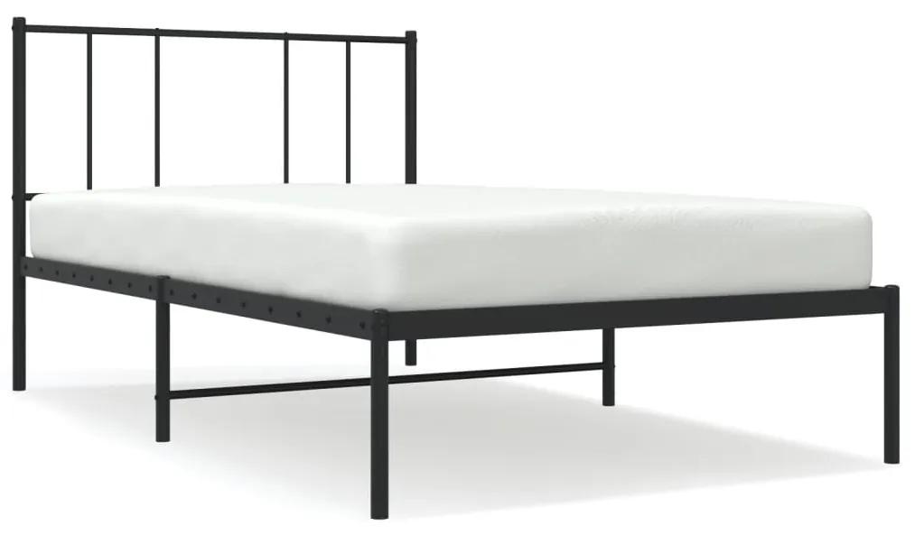 352473 vidaXL Cadru pat metalic cu tăblie, negru, 90x200 cm