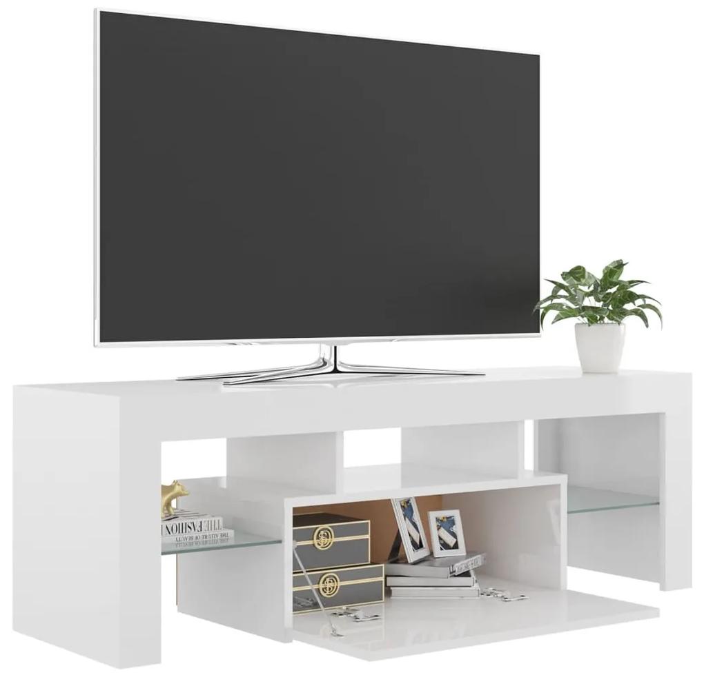 Comoda TV cu lumini LED, alb extralucios, 120x35x40 cm 1, Alb foarte lucios