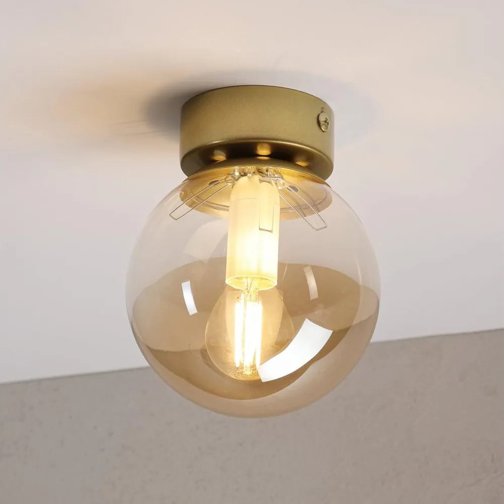 Plafonieră ELIAS 1xE14/5W/230V Ø 13 cm auriu/bej fumuriu