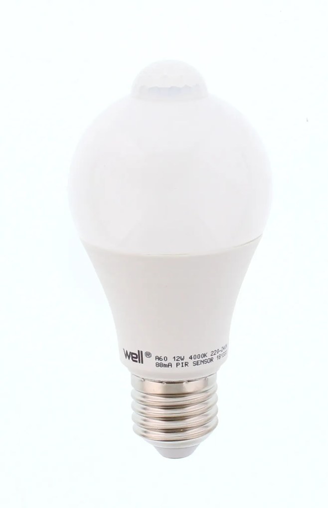 Bec cu LED cu senzor PIR A60 12W lumina naturala Well