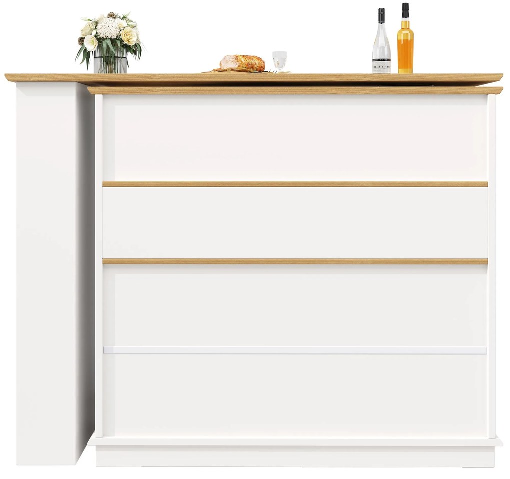 Masă de bar extensibilă cu spațiu de depozitare, Alb | Aosom Romania