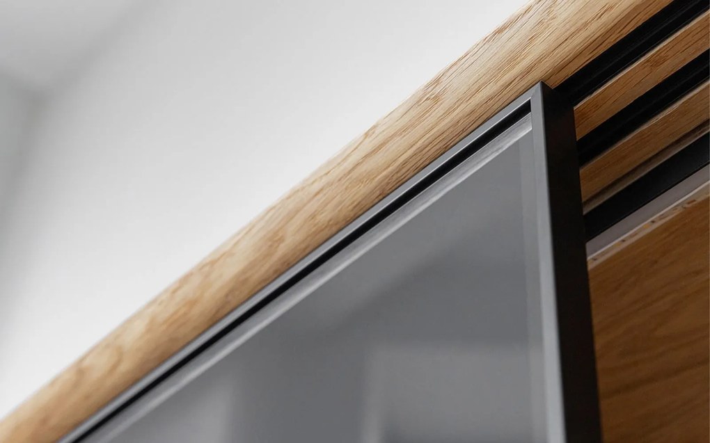 Comodă stejar masiv Bar Madison și Sticlă, 101 × 45 × 101 cm