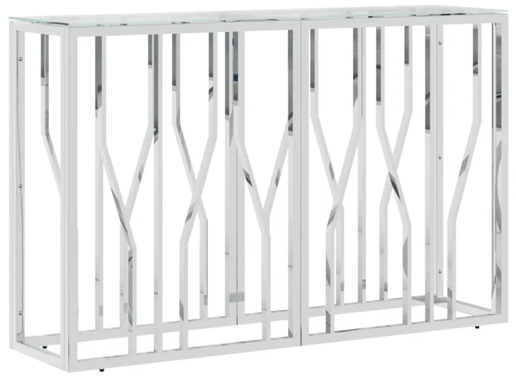 vidaXL Masă consolă, 110x30x70 cm, oțel inoxidabil și sticlă