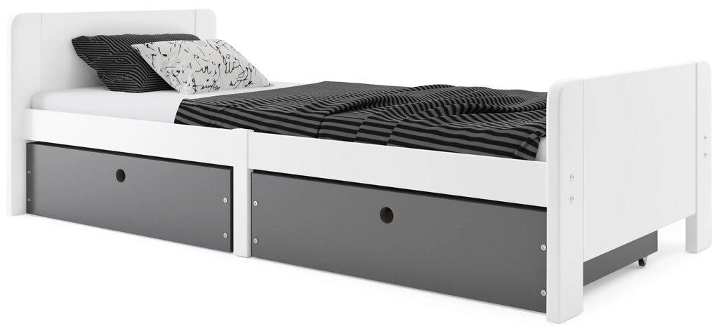Pat de o persoană 80 cm Aria (alb + grafit). 1068315