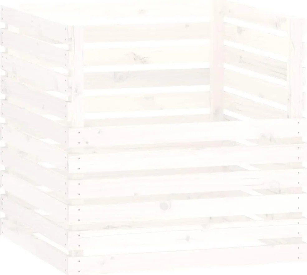 vidaXL Compostor, alb, 80x80x78 cm, lemn masiv de pin