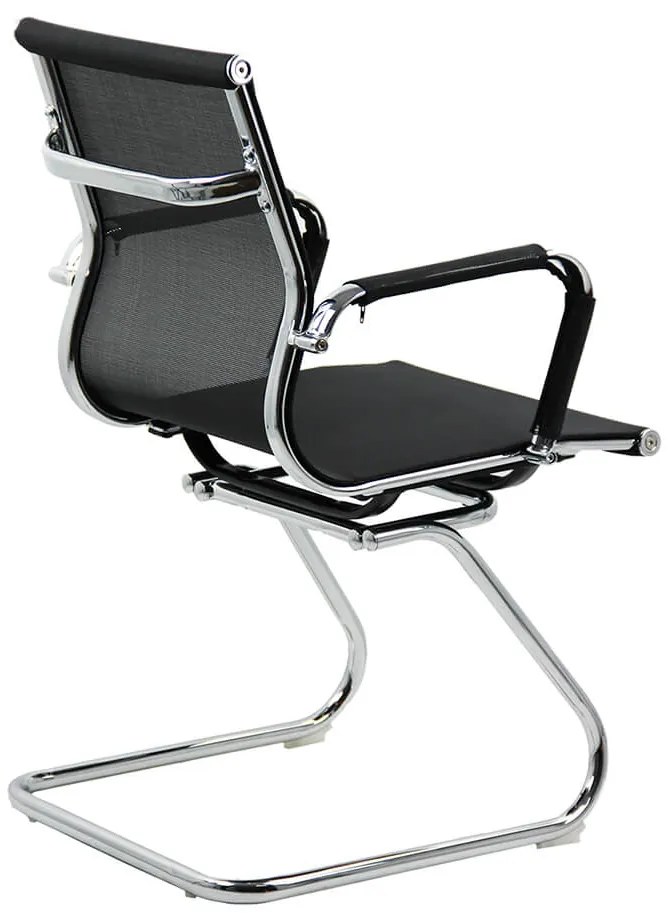 Scaun vizitator negru OFF 804 din mesh și cadrul cromat