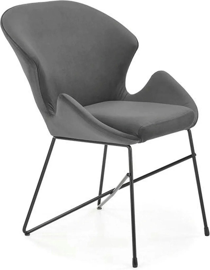 Scaun K458, gri/negru, stofa catifelata/metal, 57x62x82 cm