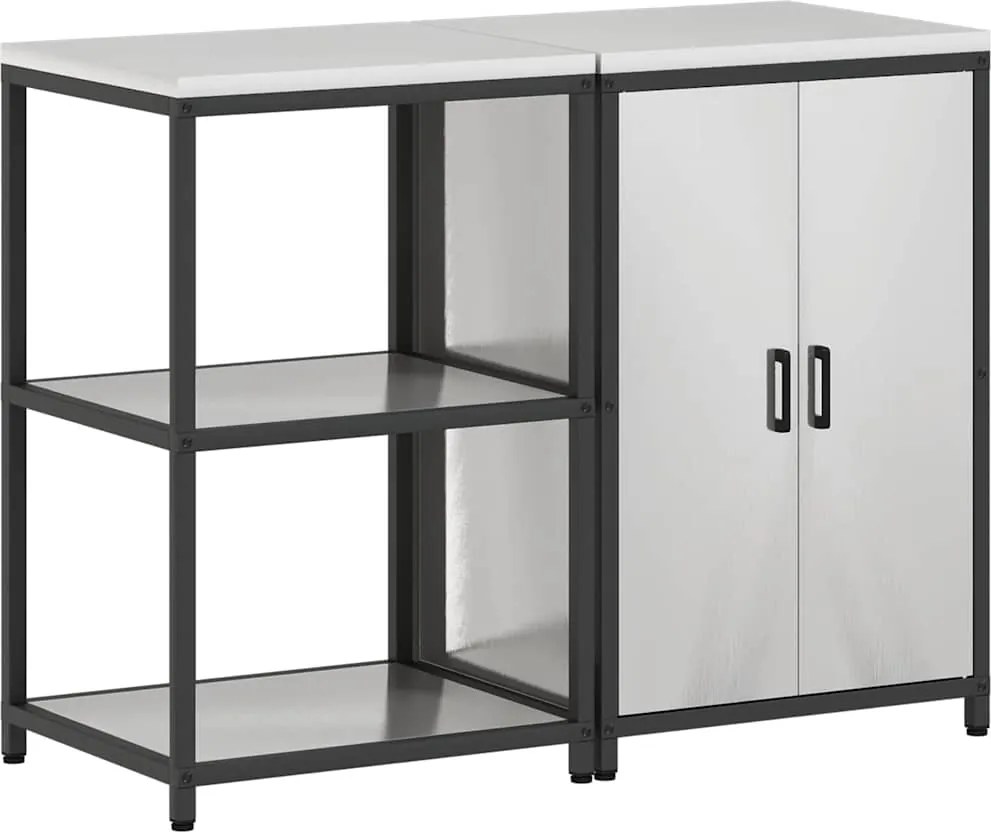 vidaXL Set de depozitare pentru bucătărie cu raft 2 pcs Argintiu