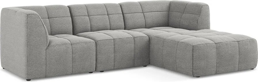 Colțar gri cu tapițerie din țesătură bouclé (cu colț pe partea dreaptă/cu șezlong) Aloha – Makamii