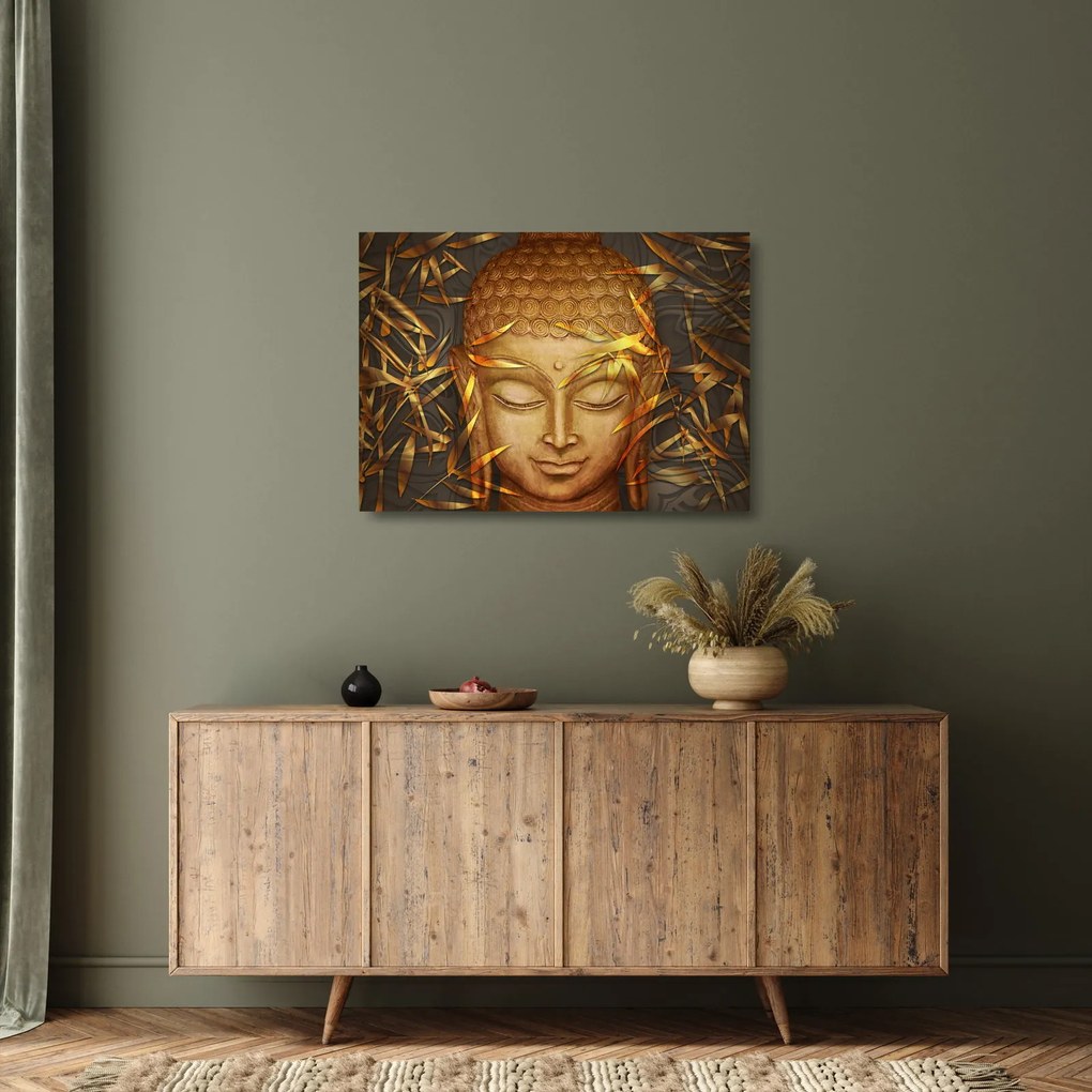 Tablou pe sticlă - Buddha de aur (70x50 cm)