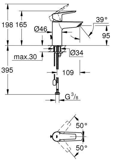 GROHE 32277002 - Baterie pentru lavoar START, mărimea S, crom lucios