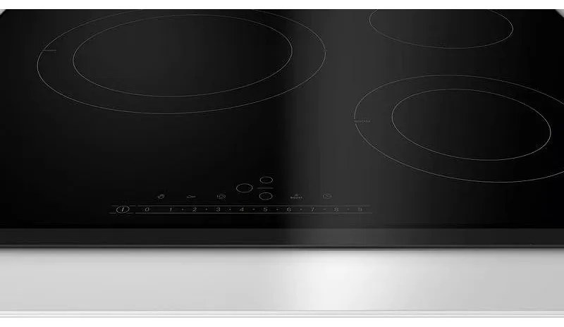 Plita vitroceramica incorporabila Bosch PKK631FP8E, 5750W, 3 zone, 17 trepte, PowerBoost, Restart, Electrica, Negru