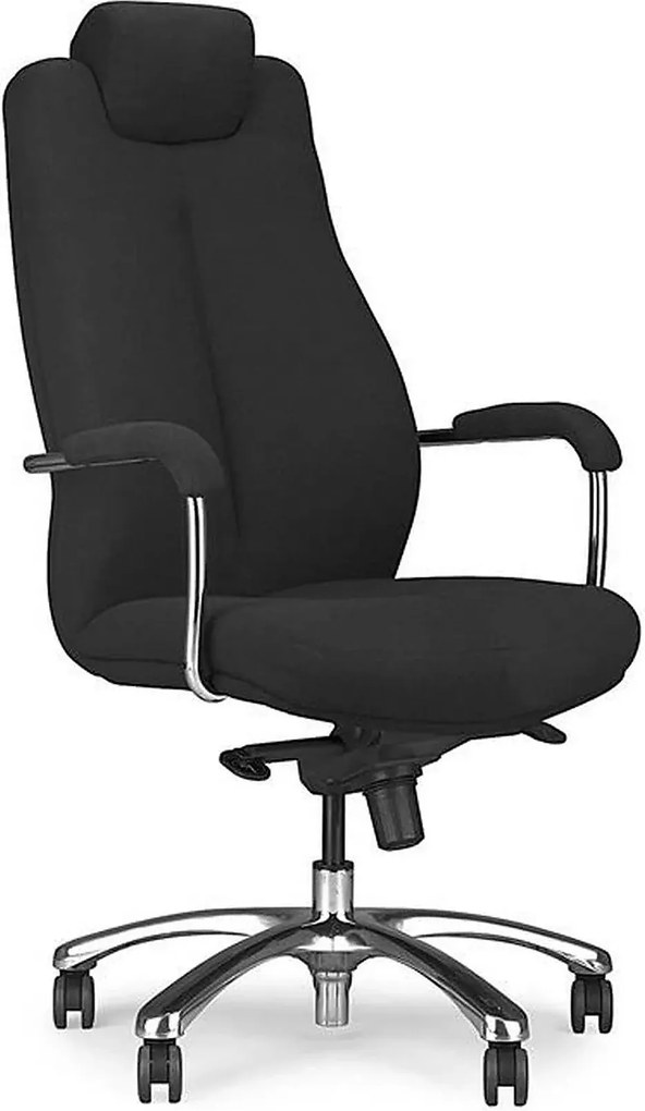 Scaun birou Sonata XXL, negru/crom, stofa clasica/metal, 51x54x119/129