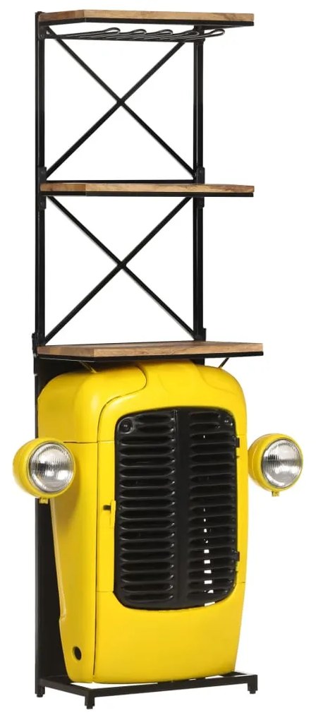 320488 vidaXL Dulap de vin tractor, galben, 49x31x172 cm, lemn masiv de mango