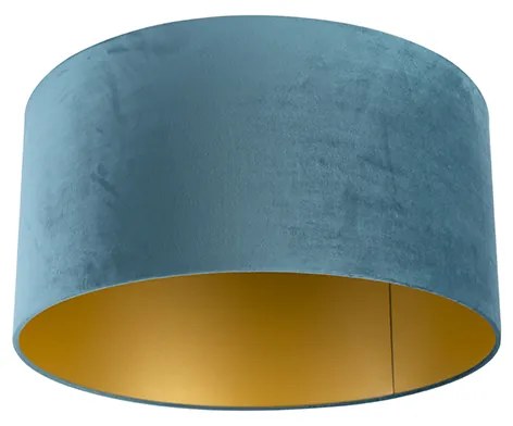 Abajur din catifea albastră 50/50/25 cu interior auriu