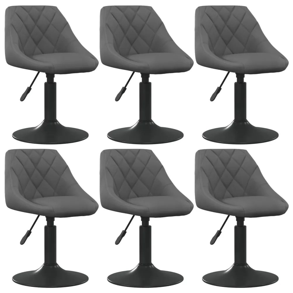 vidaXL Scaune de sufragerie pivotante, 6 buc, gri închis, catifea